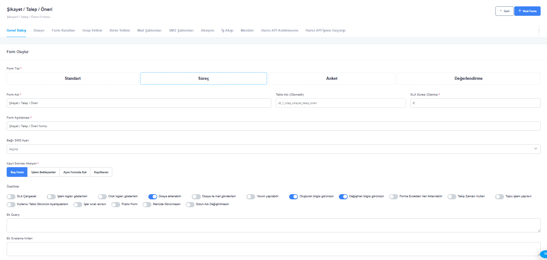Form Tipinin Belirlenmesi